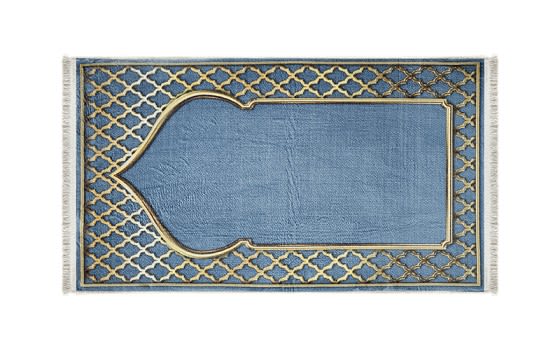 Armada Memory Foam Prayer Carpet - ( 65 X 115 ) cm - Blue& Gold