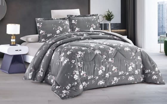 Lily Comforter Bedding Set 4 Pcs - Single Grey