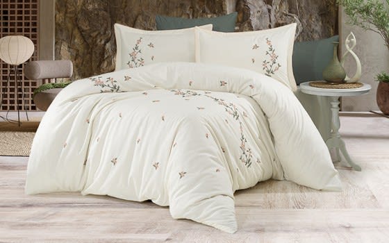 Armada Cotton Embroidered Quilt Cover Bedding Set Without Filling 6 PCS - King White