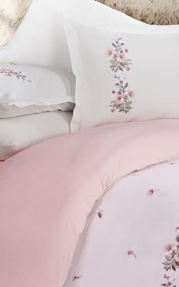 Armada Cotton Embroidered Quilt Cover Bedding Set Without Filling 6 PCS - King Pink