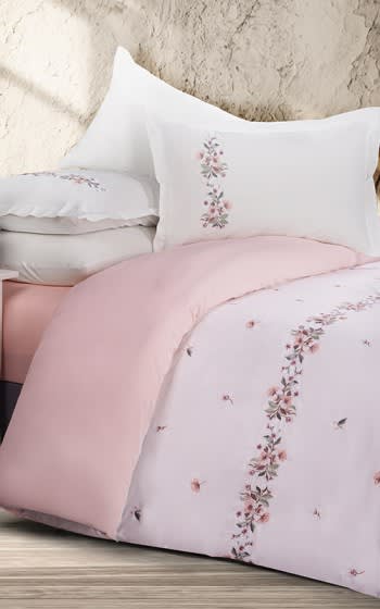 Armada Cotton Embroidered Quilt Cover Bedding Set Without Filling 6 PCS - King Pink