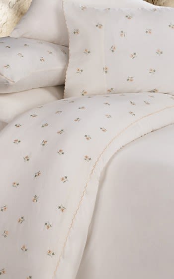 Armada Cotton Embroidered Quilt Cover Bedding Set Without Filling 6 PCS - King White 
