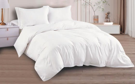 Lily Stripe Quilt Cover Bedding Set Without Filling 4 PCS - King Off White