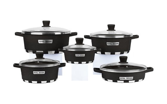 Royal Dessini Cookware Set 10 PCs - Black