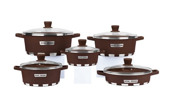 Royal Dessini Cookware Set 10 PCs - Brown