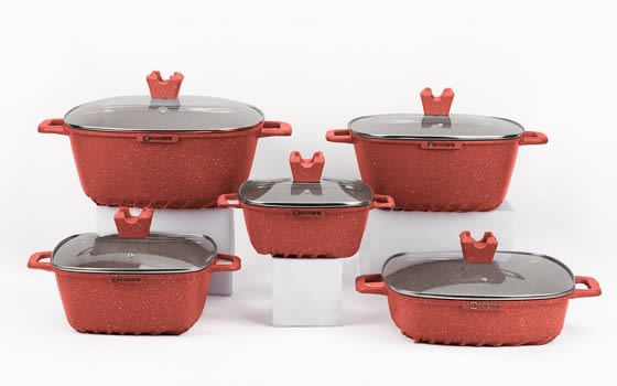 Royal Dessini Cookware Set 10 PCs - Red