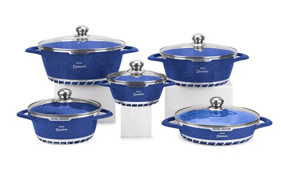 Royal Dessini Marble Cookware Set 10 PCs - Blue