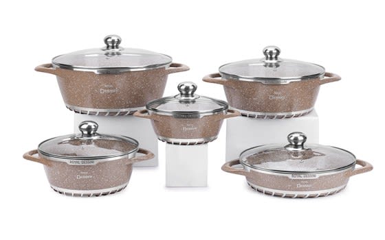 Royal Dessini Marble Cookware Set 10 PCs - Beige