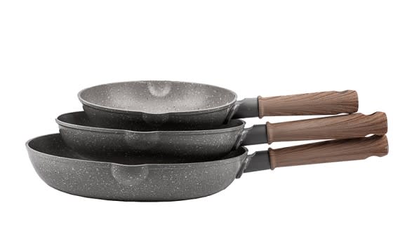 Giyoca Aluminum Fry Pan Set 3 Pcs - Grey