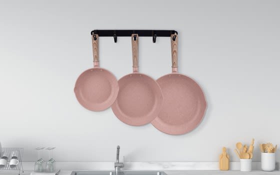 Giyoca Aluminum Fry Pan Set 3 Pcs - Pink