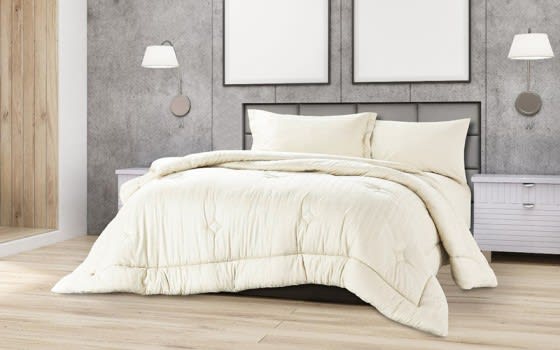 Cannon Stripe Cotton Comforter Bedding Set 6 PCS - King Ivory