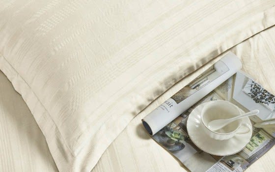 Cannon Stripe Cotton Comforter Bedding Set 6 PCS - King Ivory