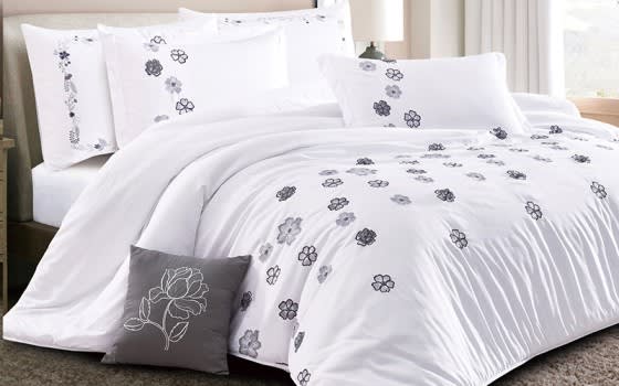 Orlanda Embroidered Comforter Bedding Set 7 PCS - King White