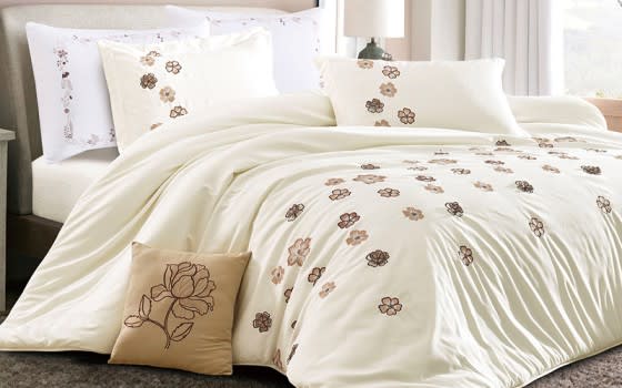 Orlanda Embroidered Comforter Bedding Set 7 PCS - King Cream