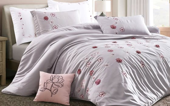 Orlanda Embroidered Comforter Bedding Set 7 PCS - King L.Grey