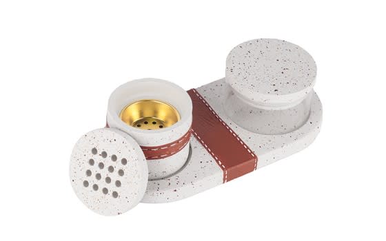 Luxury marble incense burner with incense box and base - Off White
