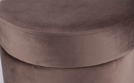 Upholstered Velvet Round Sitting Stool With 4 wood Legs  - Choco
