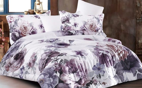 Lourdes Comforter Bedding Set 6 Pcs - King White & Grey & Pink