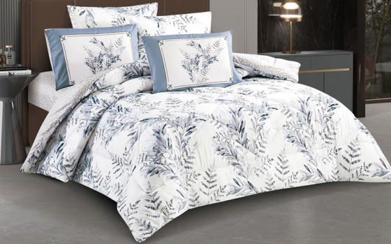 Helana Double Face Comforter Bedding Set 4 Pcs - Single White & Blue