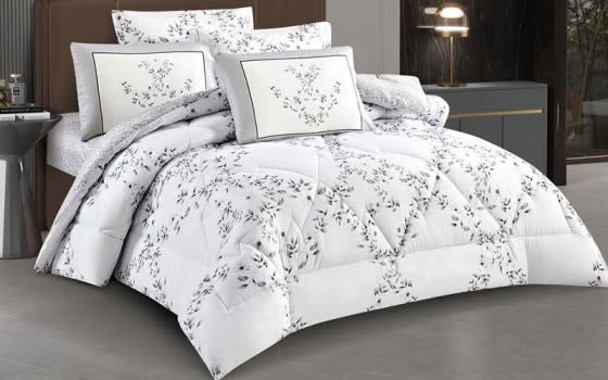 Helana Double Face Comforter Bedding Set 4 Pcs - Single White & Grey