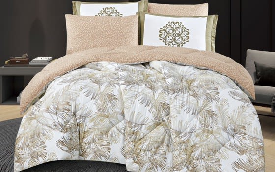 Kitana Double Face Comforter Bedding Set 4 Pcs - Single Off White & Beige