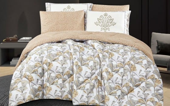 Kitana Double Face Comforter Bedding Set 4 Pcs - Single Beige & Grey