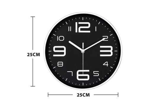 Quartz Silent ‎Plastic Wall Clock - Black