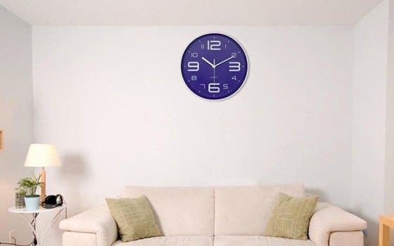 ساعة حائط كوارتز بلاستيكية صامتة - أزرق
