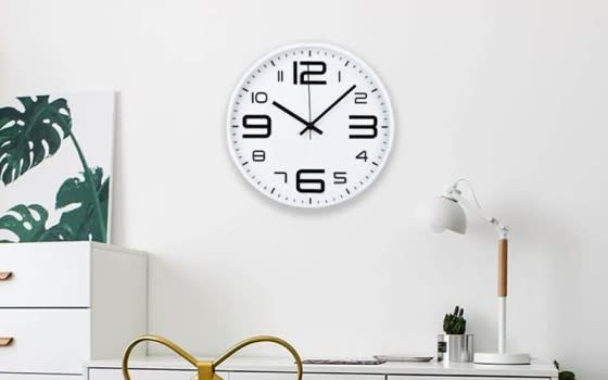 Quartz Silent ‎Plastic Wall Clock - White