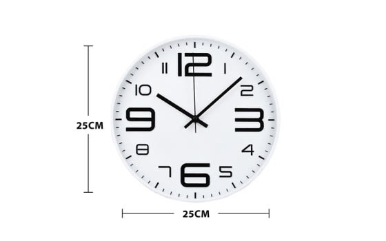 ساعة حائط كوارتز بلاستيكية صامتة - أبيض