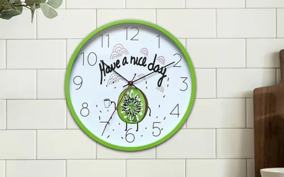 ساعة حائط كوارتز بلاستيكية صامتة للمطابخ - أخضر