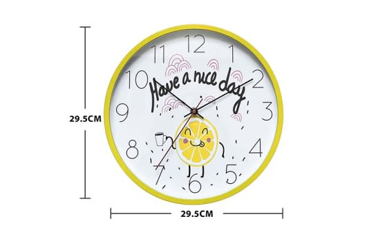 ساعة حائط كوارتز بلاستيكية صامتة للمطابخ - أصفر