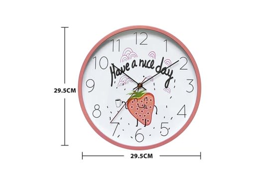 ساعة حائط كوارتز بلاستيكية صامتة للمطابخ - وردي
