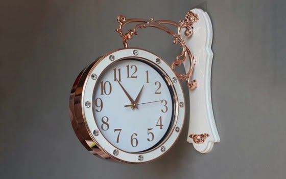 Plastic Double Sided Hanging Wall Clock - Bronze