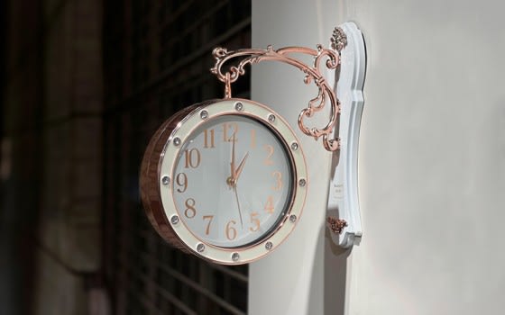 Plastic Double Sided Hanging Wall Clock - Bronze