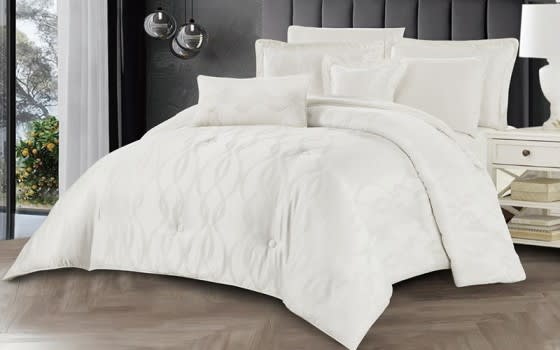 Rosalie Jacquard Wedding Comforter Bedding Set 8 PCS - King Cream