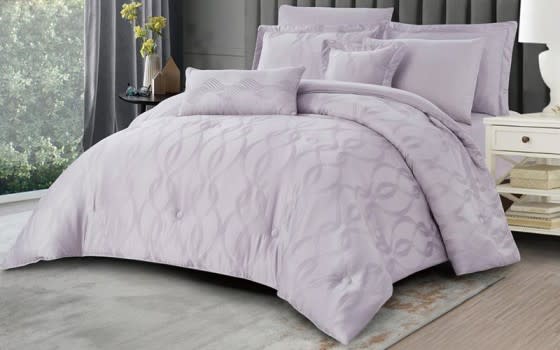 Rosalie Jacquard Wedding Comforter Bedding Set 8 PCS - King Purple