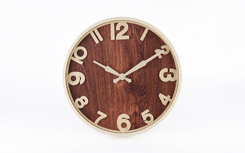 Quartz Silent ‎Plastic Wall Clock - Cream & Brown