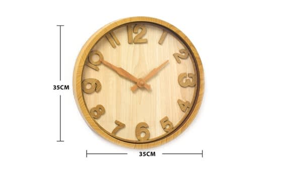 ساعة حائط كوارتز بلاستيكية صامتة - خشبي