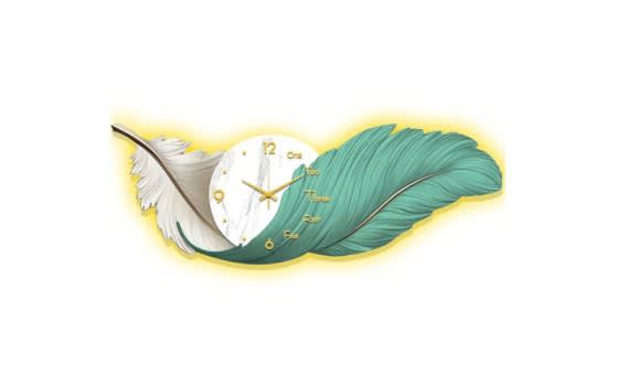 Luxury Feather Wall Clock Decor With 3D Resin Large Wings