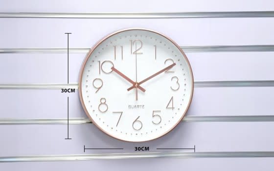 Quartz ‎Plastic Wall Clock - White & Gold