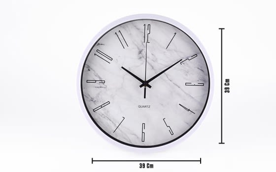 ساعة حائط بلاستيكية صامتة - أبيض 