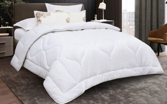 New Tiffany Stripe Cotton Comforter Bedding Set 6 PCS - King Off White