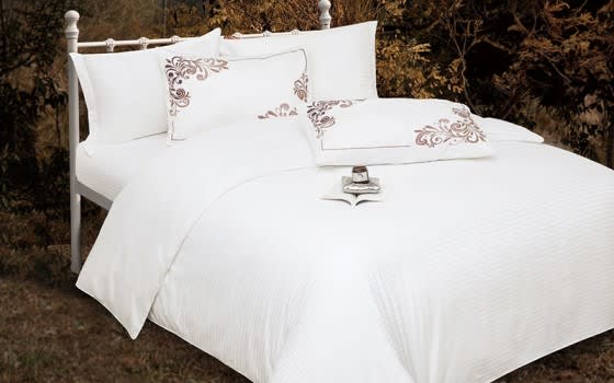 New Tiffany Cotton Stripe Quilt Cover Bending Set Without Filling  6 PCs - King Off White