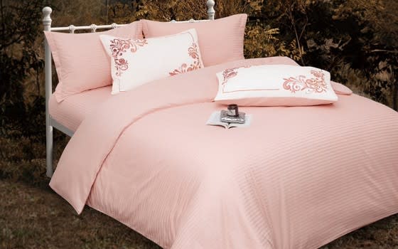 New Tiffany Cotton Stripe Quilt Cover Bending Set Without Filling  6 PCs - King Pink