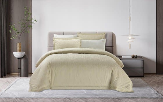 Cannon Cotton Jacquard Comforter Bedding Set 6 PCS - King Beige