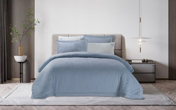 Cannon Cotton Jacquard Comforter Bedding Set 6 PCS - King Blue