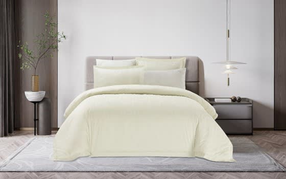 Cannon Cotton Jacquard Comforter Bedding Set 6 PCS - King Cream