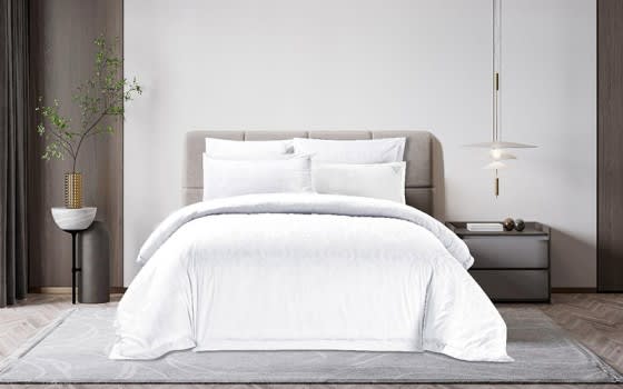 Cannon Cotton Jacquard Comforter Bedding Set 6 PCS - King White