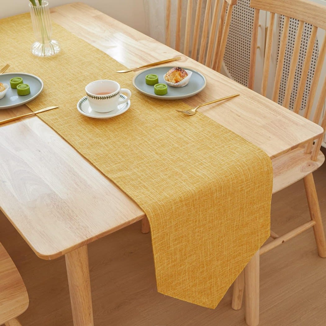 Linen Cotton Table Runner 1 Pc - Yellow
